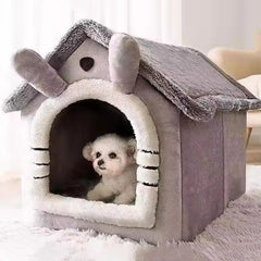 Foldable Pet House Removable Puppy Nest Washable Cat House Soft Pet Sleepping Bed For Extra Small Dogs and Small and Medium Cat