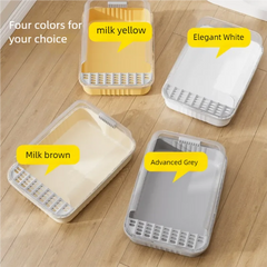 Cat litter box, oversized, splash proof, fully open toilet for kittens, odor proof, semi enclosed toilet, litter box, cat suppli