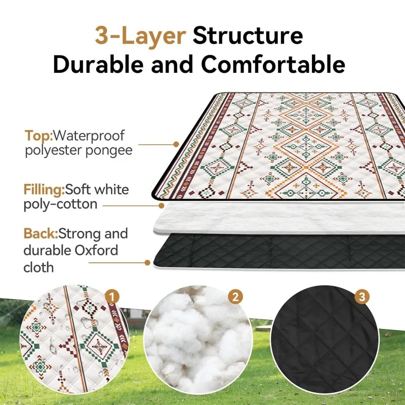 Outdoor picnic mat is a hand-held luggage protection and moisture-proof camping blanket, suitable for travel, beach and trips.