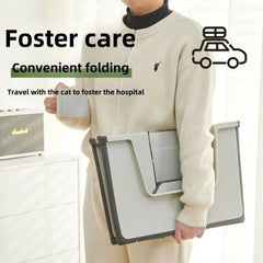 Large Capacity Foldable Cat Litter Box High Sides Removable Scoop Semi-Closed Litter Box with Scoop Open Top Low Entry