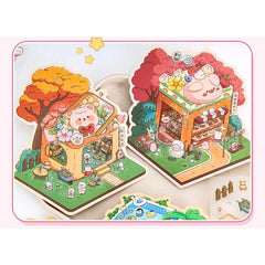 Cute Cartoon Animal Little House 3D Landscape Sticker Children's Fun PET Decompression DIY Games Kawaii Miniature World Decals