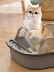 Open Type Cat Litter Box Semi Enclosed Splash Proof and Easy Clean Cat Toilet Cleaning Cat Litter Box with Cat Litter Shovel