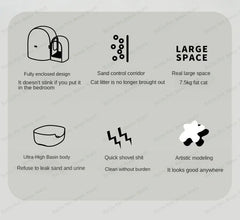 Fully Enclosed Extra Large Cat Litter Box Anti-odor Cat Toilet Simple Style Cat Litter Box Pet Supplies Eco-friendly Material