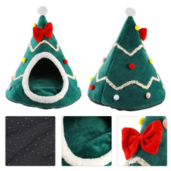 Christmas Cozy Cat House Pet for Small Dogs Puppy Mat Kitten Cave Winter Warm Soft Comfortable Basket Deep Sleep