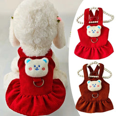 Pet Dog Dress Clothes Corduroy Vest Small Dog Puppy Cat Skirt Autumn Winter Pet Cute Costume Pet Clothes Coat Bear Dresses