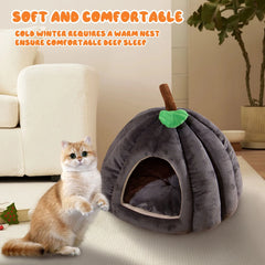 Halloween Themed Pet Pumpkin House Autumn And Winter Cat And Dog Semi-Enclosed Pet Bed Warm And Thick Cat And Dog Bed