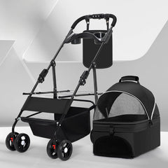 Portable Outdoor Pet Stroller Foldable and Separable Travel Pet Stroller Large Basket Pet Bag Cat and Dog Supplies