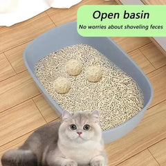 Cat Litter Box High Side Thicken Semi Enclosed Splashproof with Removable Scoop Large Capacity Easy Clean Cat Toilet Supplies