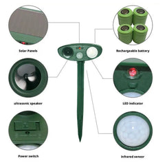 Outdoors Ultrasonic Pet Dog Cat Garden Deterants Upgrade Solar Power Repellers Rechargeable For Animal Dog Raccoon Squirrel Deer