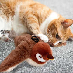 Electric Bird Teasing Cat Toy Interactive Simulation Bird Plush Toy Pet Kitten Teasing Toys for cats and kittens to practice