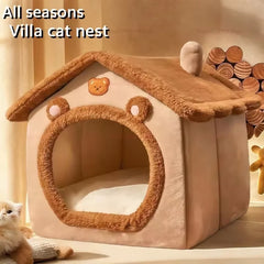 2025 New houses And habitats Four Seasons Pet House Cozy Winter Shelter for Small Dogs Cats, Cat House Style with Removable Wash