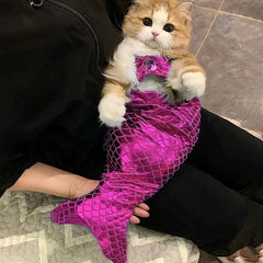 Cat Mermaid Costume Mermaid Tail Clothes Sequin Mermaid Dress Cat Dog Outfit Soft Funny Pet Costumes Fishtail Clothes Unique Sea