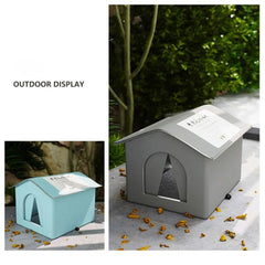 Pet Hideaway Waterproof Insulated Cat House Foldable Warm Feral Cat Shelter Enclosed Pet Condos for Cats Rabbits Dogs