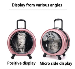 Portable Cat Carrying Bags Large Capacity Pet Carriers Backpack Travel Cats Carry Handbag with Wheel Pets Carriers Trolley Case