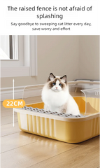 Cat litter box, oversized, splash proof, fully open toilet for kittens, odor proof, semi enclosed toilet, litter box, cat suppli