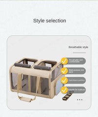 Pets Carrier Bag Lightweight and Breathable Pet Shoulder Bag Large Capacity Cat Bag Multi Pet Suitcase Foldable Cat Backpack