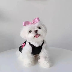 Pet Dog Dresses Princess Wind Flowing Light Gauze Dog Summer Bow Strap Skirt Sling Dress Breathable Thin TeddyPet Dog Clothes