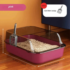 Cat Litter Box Semi Enclosed Design Large Capacity Splashproof Cover Easy Clean Non Stick Cat Toilet with Litter Scoop for Cats