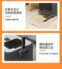 Extra Large Enclosed Cat Litter Box Top Entry Litter Tray with Drawer Design Anti Splash Hooded Toilet with Odor Sealing