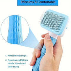 Pet Grooming Brush Gentle Deshedding Massage Comb with One-Click Hair Removal Dog Grooming for Dogs & Cats Easy-Clean