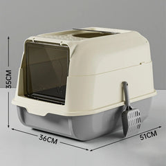 Cat Litter Box with Lid Front Entry Top Exit Fully Enclosed Hooded Large Cat Potty Cat Toilet Kitty Litter Pan for Growing Cats