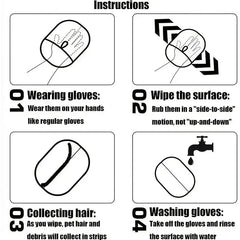 Static Pet Hair Removal Gloves - Grooming & Deshedding Gloves for Dogs Cats - Works on Sofa Carpet Clothes - Multi-Surface Brush