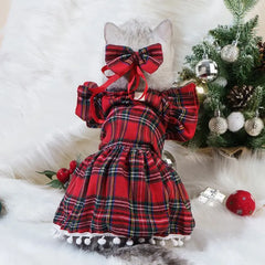 Pet Cat Dress Clothes Christmas Dog Dress Dog Slip Dress ，Coat Dress Red Skirt Costume Pet Cat Warm Dress Bow Skirt Pet Costume