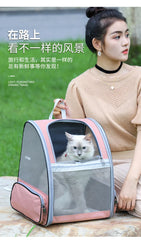Cat bag for outdoor use, portable large capacity pet bag, transparent backpack, all season universal dog bag, breathable