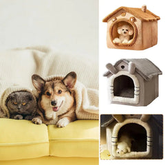 Foldable Pet House Removable Puppy Nest Washable Cat House Soft Pet Sleepping Bed For Extra Small Dogs and Small and Medium Cat