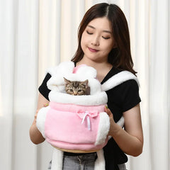 Warm Pet Carrier Bag, Soft, Breathable, Small Dog, Plush, Outdoor, Kangaroo, Parenting Sling, Hands-Free, Puppy Carrying Bag,