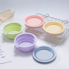 Pet Portable Foldable Bowl for Outdoor, Hanging Pet Drinking Water Feeding Silicone Bowl, Can be Used for Cats and Dogs