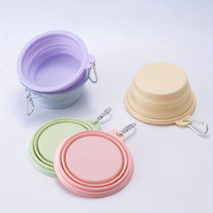 Pet Portable Foldable Bowl for Outdoor, Hanging Pet Drinking Water Feeding Silicone Bowl, Can be Used for Cats and Dogs