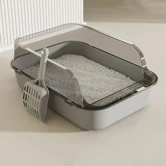 Cat Litter Box with Cat Litter Spatula Semi-enclosed Sandbox for Cats Rabbit Small Animals Cat Tray Kittens Litter Bedpans