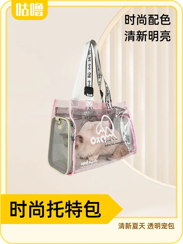 Pet bag Cat bag Portable going out Transparent schoolbag Carrying one-shoulder portable cat bag Dog dog