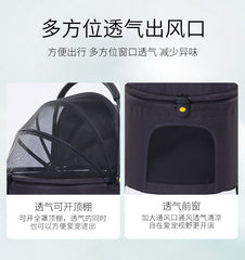 pet stroller Outdoor pet cart four wheeled metal folding handcart portable double-layer separable pet cart for outdoor use