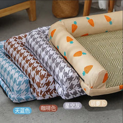 The Cat and Dog House Uses Large Straw MATS, Cat Beds, Ice Beds, Semi-disassembled and Washed Bamboo Mat MATS Pet Ice Pad