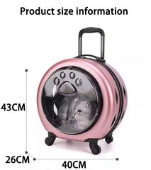 Portable Cat Carrying Bags Large Capacity Pet Carriers Backpack Travel Cats Carry Handbag with Wheel Pets Carriers Trolley Case