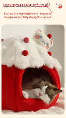 HOOPET Warm Cat House for Winter, Enclosed Kitty Tent with Large Space, Four-Season Safe & Cozy Sleeper, Eco-Friendly Pet Bed