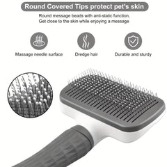 Pet Grooming Brush Gentle Deshedding Massage Comb with One-Click Hair Removal Dog Grooming for Dogs & Cats Easy-Clean