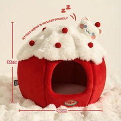 HOOPET Warm Cat House for Winter, Enclosed Kitty Tent with Large Space, Four-Season Safe & Cozy Sleeper, Eco-Friendly Pet Bed