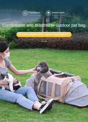 Pets Carrier Bag Lightweight and Breathable Pet Shoulder Bag Large Capacity Cat Bag Multi Pet Suitcase Foldable Cat Backpack