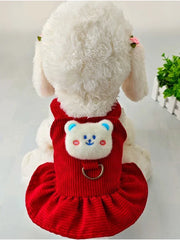Pet Dog Dress Clothes Corduroy Vest Small Dog Puppy Cat Skirt Autumn Winter Pet Cute Costume Pet Clothes Coat Bear Dresses