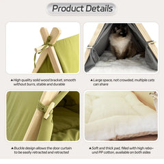 Portable Pet Tent for Dogs and Cats, Large Space with Door Curtains, Semi-enclosed, Detachable and Washable Pet Tent
