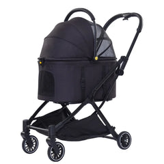 pet stroller Outdoor pet cart four wheeled metal folding handcart portable double-layer separable pet cart for outdoor use