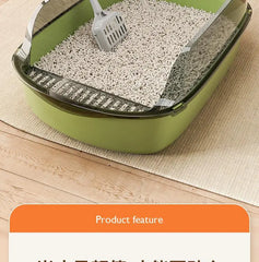 Cat Litter Box with Cat Litter Spatula Semi-enclosed Sandbox for Cats Rabbit Small Animals Cat Tray Kittens Litter Bedpans
